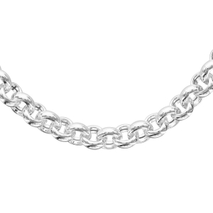 COLLIER ARGENT RHODIÉ MAILLE JASERON FERMOIR BOUEE 42CM