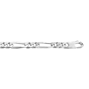 BRACELET 1+2 5MM 18CM ARGENT RHODIÉ
