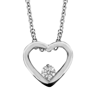 COLLIER ARGENT RHODIÉ COEUR AJOURE AVEC OXYDE BLANC 40+4CM