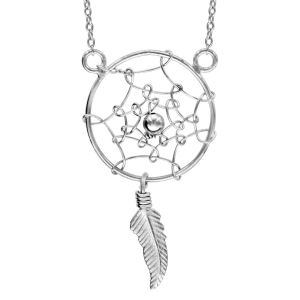 COLLIER ARGENT RHODIÉ CROCHET ATTRAPE REVES 42+3CM