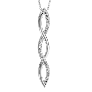 COLLIER ARGENT RHODIÉ FORME TRESSE OXYDES BLANCS SERTIS 40+4CM