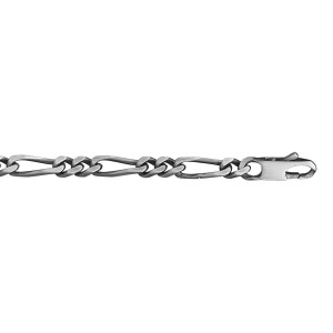 CHAINE 1+2 6MM 50CM VEIL ARGENT