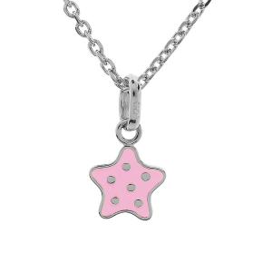 COLLIER ARGENT RHDOIE PENDENTIF ETOILE A POIDS RÉSINE ROSE  36+2CM
