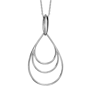 COLLIER ARGENT RHODIÉ PENDENTIF FORME 3 GOUTTES EVIDEES 40+4CM