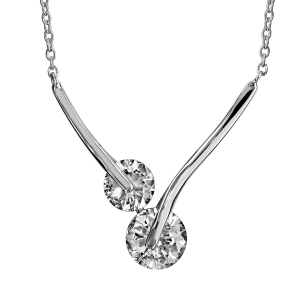 COLLIER ARGENT RHODIÉ PENDANTE OXYDE BLANC 40+4CM