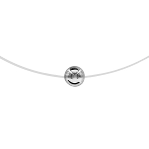 COLLIER ARGENT RHODIÉ FIL NYLON  BOULE 6MM 42CM