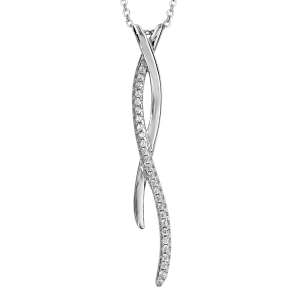 COLLIER ARGENT RHODIÉ 2 BRANCHES OXYDES BLANCS SERTIS 42+3CM