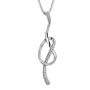 COLLIER ARGENT RHODIÉ FORME BOUCLE AVEC OXYDES BLANCS SERTIS 42+3CM