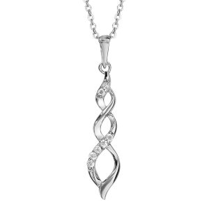 COLLIER ARGENT RHODIÉ PENDENTIF CROISEES OXYDES BLANCS SERTIS 42+3CM