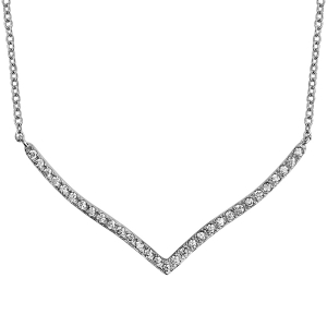 COLLIER ARGENT RHODIÉ OXYDES BLANCS FORME V 40+4CM