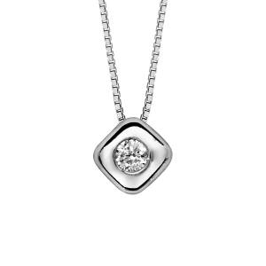 COLLIER ARGENT RHODIÉ MOTIF CARRÉ AVEC OXYDE BLANC SERTI 41,5CM