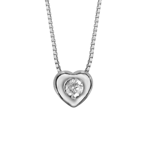 COLLIER ARGENT RHODIÉ AVEC COEUR OXYDE BLANC SERTI 41,5CM