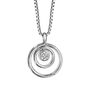 COLLIER ARGENT RHODIÉ SPIRALE ET OXYDE BLANC 41,5+2,5CM
