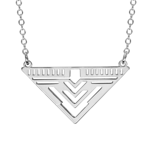 COLLIER ARGENT RHODIÉ EN POINTE TRIANGLE MOTIF DECOUPE 38+4CM