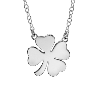 COLLIER ARGENT RHODIÉ TREFLE 42+3CM