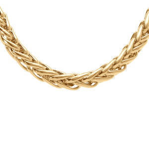 COLLIER ARGENT ET DORURE JAUNE MAILLE PALMIER 5.5MM  46CM