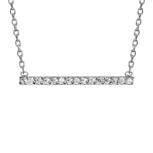 COLLIER ARGENT RHODIÉ BARETTE 15 OXYDES BLANC SERTIS 39+3CM