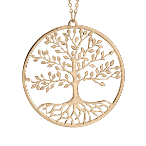 COLLIER ARGENT ET DORURE JAUNE ARBRE DE VIE 42+3CM