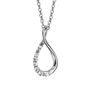 COLLIER ARGENT RHODIÉ FORME NFINI OXYDES BLANCS SERTIS 42+3CM