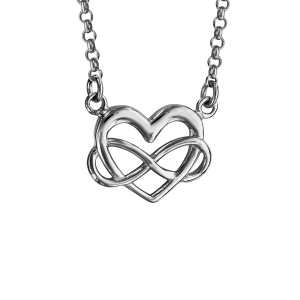 COLLIER ARGENT RHODIÉ COEUR ET INFINI ENTREMELE 40+5CM