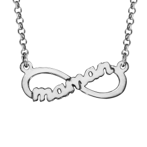 COLLIER ARGENT RHODIÉ INFINI AVEC DECOUPE MAMAN 40+5CM