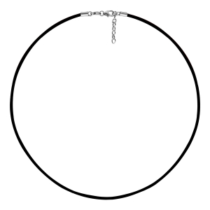 CORDON COTON CIRé LISSE  NOIR ARGENT RHODIÉ 35cm + 5cm