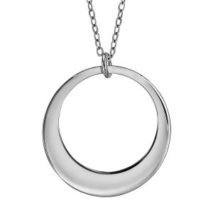 COLLIER FEMME ARGENT RHODIÉ PENDENTIF 1 CERCLE A GRAVER 40+5CM