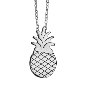COLLIER ARGENT RHODIÉ ANANAS 42+3CM