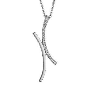 COLLIER ARGENT RHODIÉ CROISE OXYDES BLANCS SERTIS 40+4CM