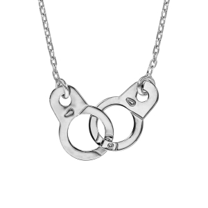 COLLIER ARGENT RHODIÉ MENOTTES 40+5CM
