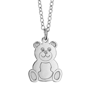 COLLIER ARGENT RHODIÉ OURSON 35+5CM