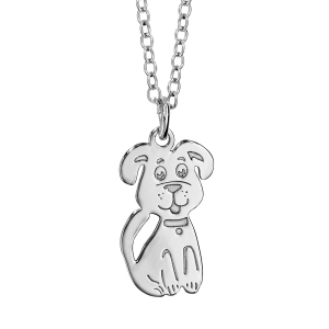 COLLIER ARGENT RHODIÉ CHIEN 35+5CM