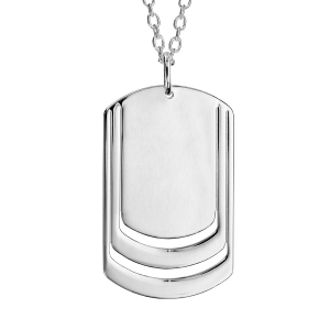 COLLIER HOMME ARGENT MASSIF PASSIVE PLAQUE GI MODELE THABORA 3 PRENOMS 50+5CM