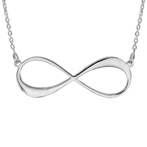COLLIER ARGENT RHODIÉ FORME INFINI A GRAVER 1 OU 2 PRENOMS 40+5CM