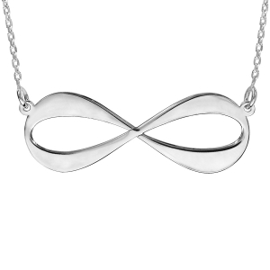 COLLIER ARGENT RHODIÉ FORME INFINI A GRAVER 3 OU 4 PRENOMS 40+5CM