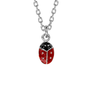 COLLIER ARGENT RHODIÉ ENFANT COCCINELLE 36+2CM