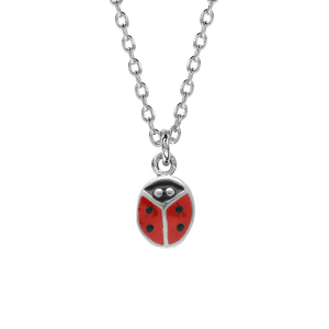 COLLIER ARGENT RHODIÉ ENFANT COCCINELLE 36+2CM