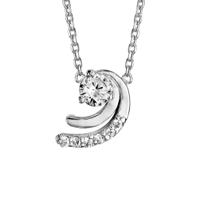 COLLIER ARGENT RHODIÉ OXYDES BLANCS SERTIS 38+4CM