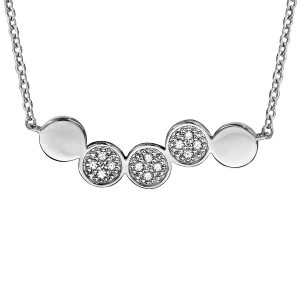 COLLIER ARGENT RHODIÉ RONDELLES LISSES ET OXYDES BLANCS SERTIS 42+3CM