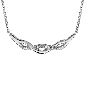 COLLIER ARGENT RHODIÉ TORSADE OXYDES BLANCS SERTIS 42+3CM