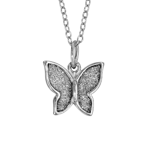 COLLIER ARGENT RHODIÉ PAPILLON GLITTER 42+3CM