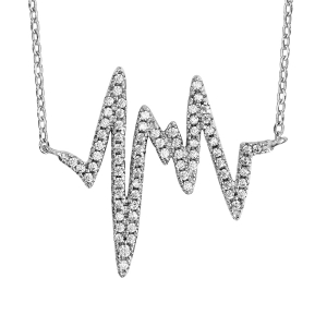 COLLIER ARGENT RHODIÉ MOTIF ZIG ZAG OXYDES BLANCS SERTIS 42+3CM