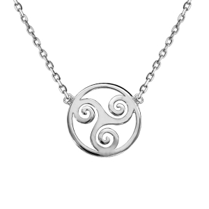 COLLIER ARGENT RHODIÉ MOTIF TRISKEL 38+4CM