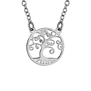 COLLIER ARGENT RHODIÉ ARBRE DE VIE AJOURE 40+5CM