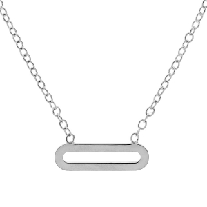 COLLIER ARGENT RHODIE 1 ELEMENT RECTANGULAIRE LISSE 38,5+5CM