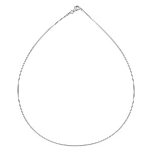 COLLIER ARGENT RHODIÉ OMEGA RONDE 1,00MM MOUSQUETON 42CM