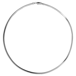 COLLIER ARGENT OMEGA BOMBEE 2 FACES  4MM 42CM