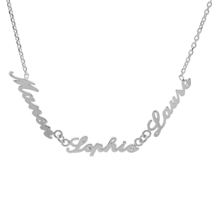 COLLIER ARGENT FORCAT DECOUPE A LA MAIN FORME ANGLAISE 3 PRENOMS 43CM REGL 40