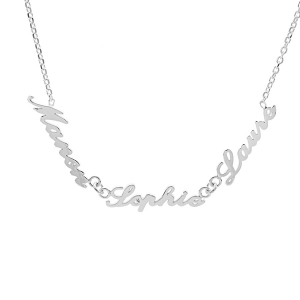 COLLIER ARGENT FORCAT DECOUPE ANGLAISE 3 PRENOMS 43CM REGL 40