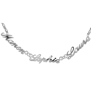 COLLIER ARGENT 1+1 2MM DECOUPE A LA MAIN FORME ANGLAISE 3 PRENOMS 43CM REGL 40